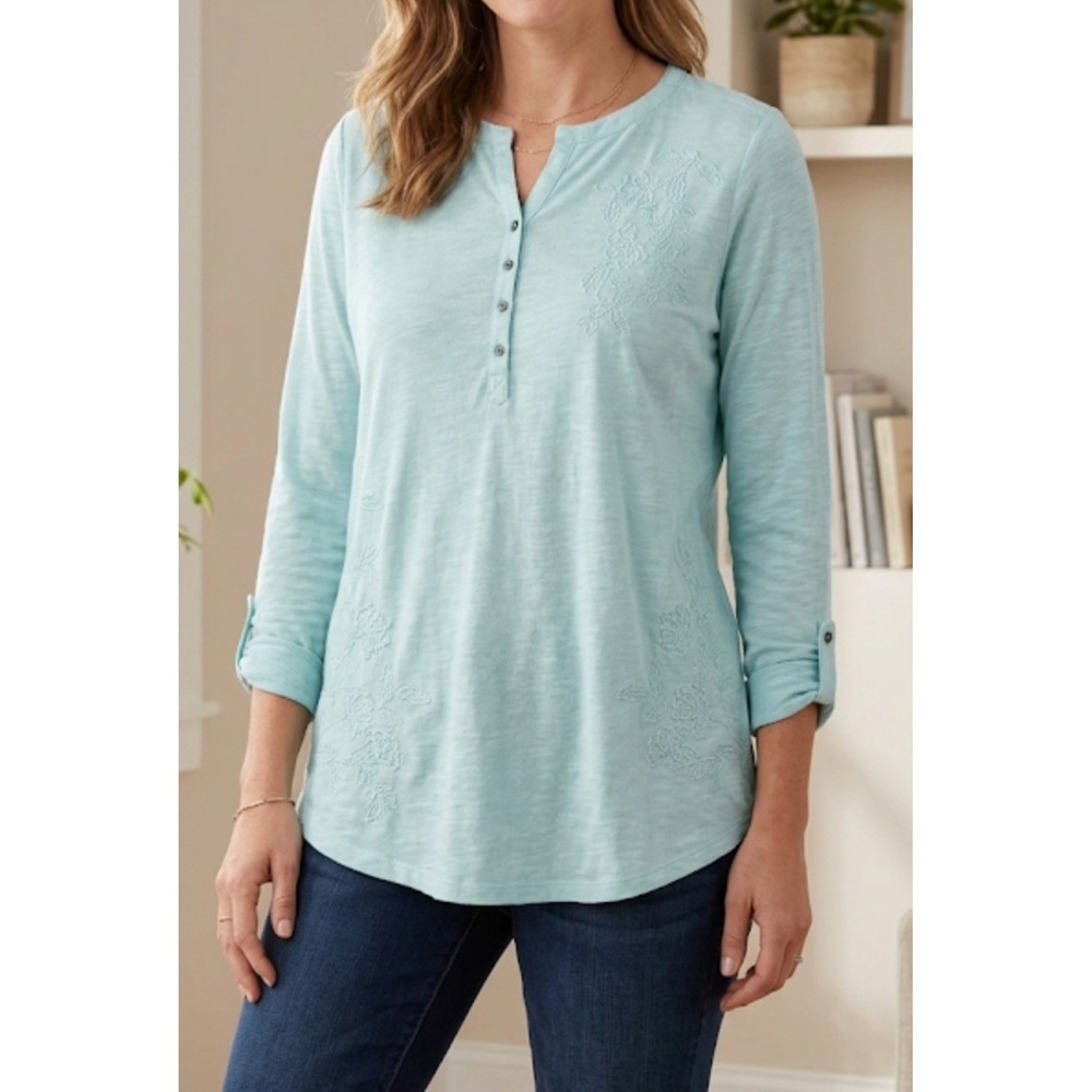 Sonoma Good For Life Women's Blouse Light Blue M Long sleeve NWT